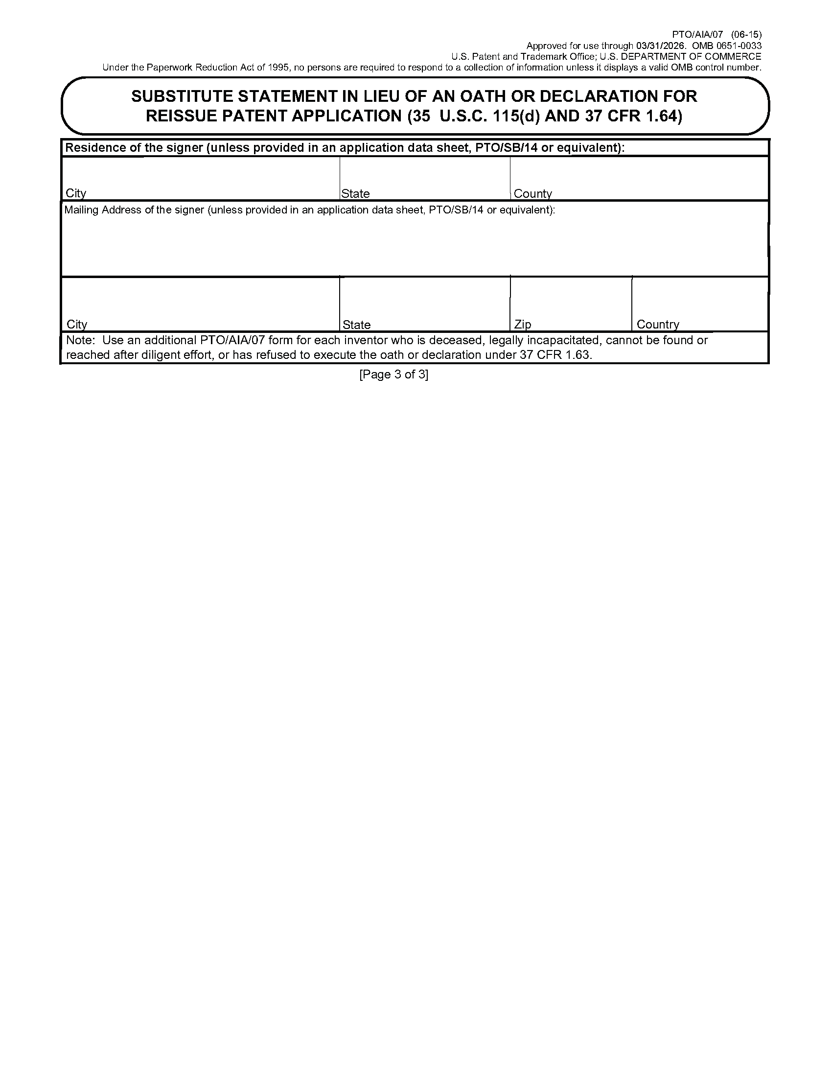 PTO/AIA/07 Page 3